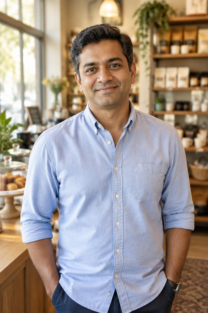 A small business owner inside the shop they run