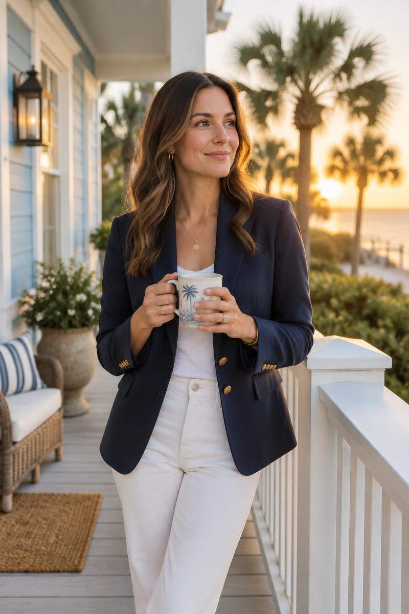 An individual relaxing on the porch of their home